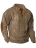 Royaura Men's Basic Corduroy Vintage Button Hoodie