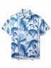 Royaura® Hawaii Tropical Leaf Texture Print Men's Button Pocket Short Sleeve Shirt