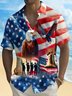 Royaura® Holiday Men's Independence Day Flag Eagle Print Casual Breathable Short Sleeve Shirt Big Tall