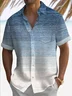 Royaura® 50's Vintage Art Textured Blue Men's Hawaiian Shirt Camp Pocket Stretch Aurora Gradient Shirt Big Tall