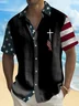 Royaura® Holiday Men's Independence Day Flag Cross Print Casual Breathable Short Sleeve Shirt Big Tall