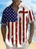 Royaura® Vintage Flag Independence Day 3D Print Men's Button Pocket Hawaiian Short Sleeve Shirt Big & Tall
