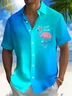 Royaura® Hawaiian Flamingo Gradient 3D Print Men's Button Pocket Hawaiian Short Sleeve Shirt Big & Tall