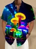 Royaura® Retro Art Mushroom 3D Print Men's Button Pocket Short Sleeve Shirt