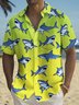 Royaura® Beach Vacation Men's Hawaiian Shirt Shark Gradient Print Pocket Camping Shirt Big Tall