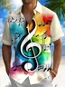 Royaura® Retro Music Note Gradient 3D Print Men's Button Pocket Short Sleeve Shirt Big & Tall