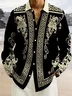 Royaura® Retro Baroque Palace Style Geometric 3D Men's Button Pocket Long Sleeve Shirt Big & Tall