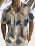 Royaura® Vintage Geometric Texture Print Chest Pocket Men's High Shirt Big Tall