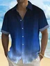 Royaura® Retro Gradient Stripe 3D Print Men's Button Pocket Short Sleeve Shirt Big & Tall