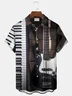 Royaura® Vintage Music Guitar Print Chest Pocket Men's High Shirt Big Tall