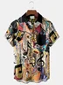 Royaura® Vintage Music Note Print Chest Pocket Shirt Plus Size Men's Shirt Big Tall