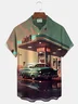 Royaura® Retro Classic Car 66 Highway Gas Station 3D Digital Printing Men's Button Pocket Short Sleeve Shirt Big & Tall