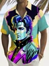 Royaura® Vintage Men's Music Cartoon Print Chest Pocket Shirt Big Tall