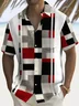 Royaura® Vintage Bowling Geometric Print Men's Chest Pocket Stretch Shirt Big Tall