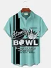 Royaura® Vintage Bowling Print Men's Chest Pocket Stretch Shirt Big Tall