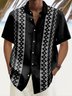 Royaura® Vintage Bowling  Ethnic Style Striped Print Men's Chest Pocket Stretch Shirt Big Tall