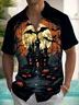 Royaura® Halloween Castle Bat 3D Digital Print Men's Button Pocket Short Sleeve Shirt Big & Tall