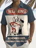 Royaura® Vintage Warning Cartoon Print Men's Chest Pocket Stretch Shirt Big Tall