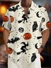 Royaura® Halloween Pumpkin Bat 3D Digital Print Men's Button Pocket Short Sleeve Shirt Big & Tall