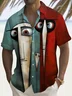 Royaura® Vintage Face Art Print Men's Chest Pocket Stretch Shirt Big Tall